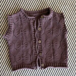 Knitted Sleeveless Button-Front Vest in Mauve